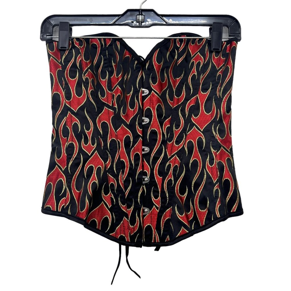 Women’s Black & Red Flame Corset Top